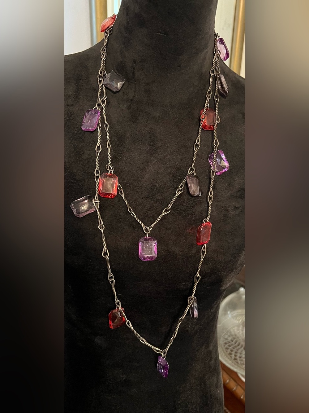 Multi-Color Crystal Pendant Long 64” Necklace - Women Jewelry